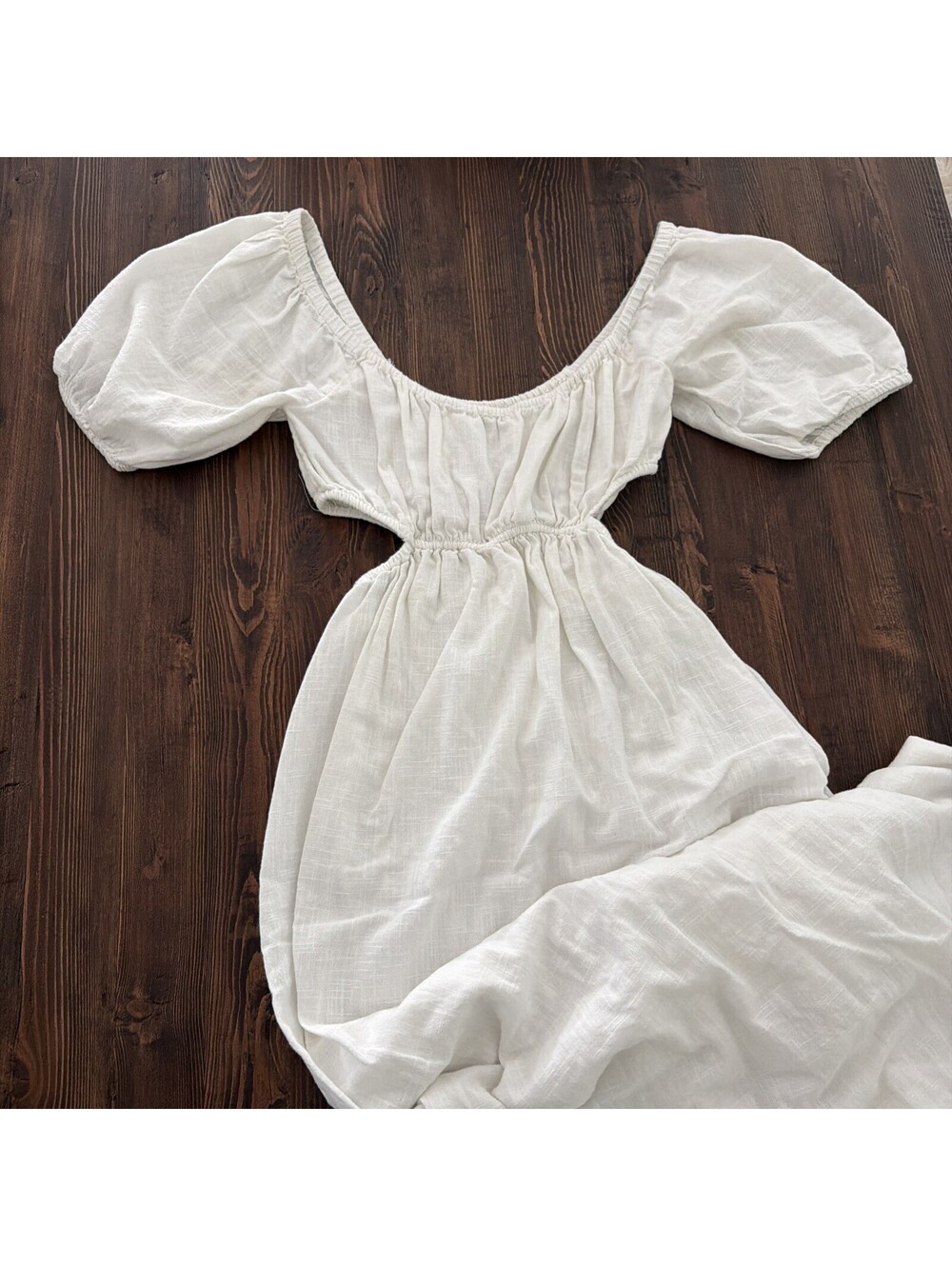 Billabong True Desire Cutout Maxi Dress Large Color White Double Lined 100% Cott